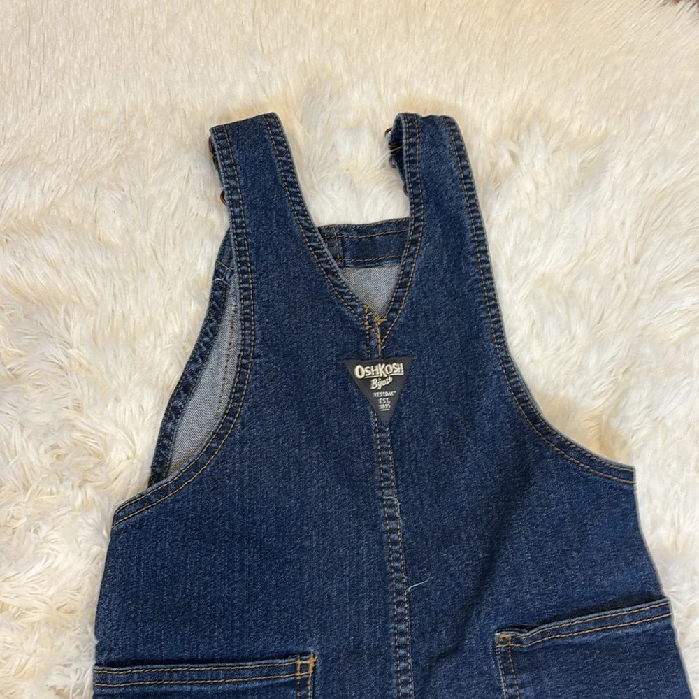 OshKosh B'gosh Toddler Denim Overall Red Plaid Lined at hem 5T